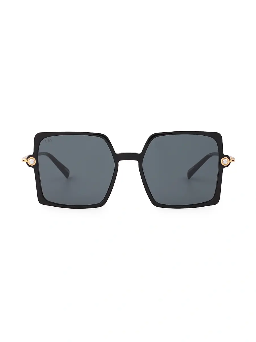 For Art's Sake Women's Moxie Acetate, 18K Gold-Plated & Faux Pearl Sunglasses - Black | Image 1 For Art's Sake Women's Moxie Acetate, 18K Gold-Plated & Faux Pearl Sunglasses - Black | Image 1