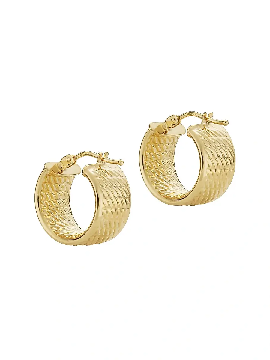 Oradina Women's 14K Yellow Gold Moto Bold Hoops - Yellow Gold | Thumbnail 2 Oradina Women's 14K Yellow Gold Moto Bold Hoops - Yellow Gold | Thumbnail 2