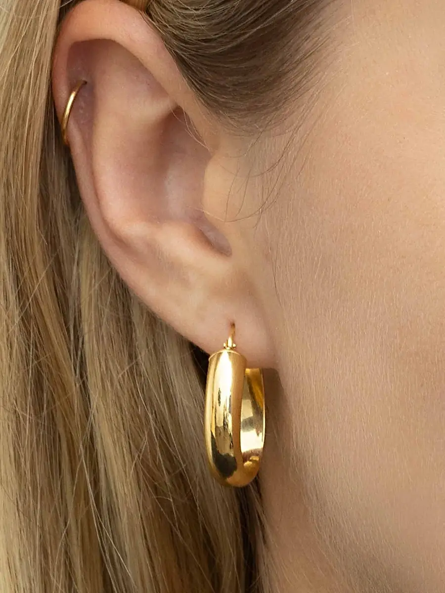 Oradina Women's 14K Yellow Gold High Society Oval Hoops - Yellow Gold | Thumbnail 3 Oradina Women's 14K Yellow Gold High Society Oval Hoops - Yellow Gold | Thumbnail 3