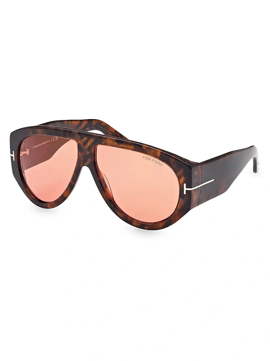 Tom Ford Men's Bronson 61MM Aviator Acetate Sunglasses - Havana Orange | Image 1 Tom Ford Men's Bronson 61MM Aviator Acetate Sunglasses - Havana Orange | Image 1