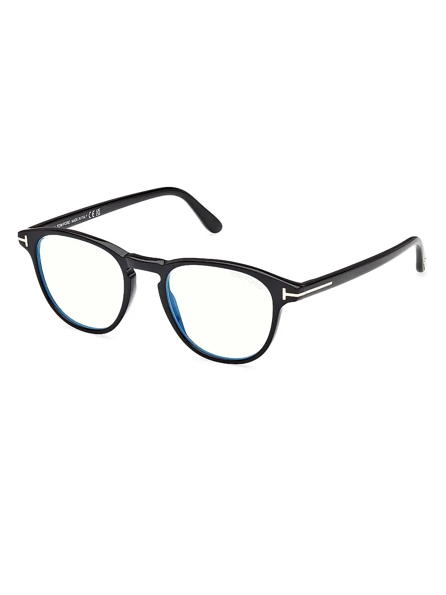 TOM FORD Men's 48MM Square Blue Block Glasses - Shiny Black Blue | Thumbnail 2 TOM FORD Men's 48MM Square Blue Block Glasses - Shiny Black Blue | Thumbnail 2