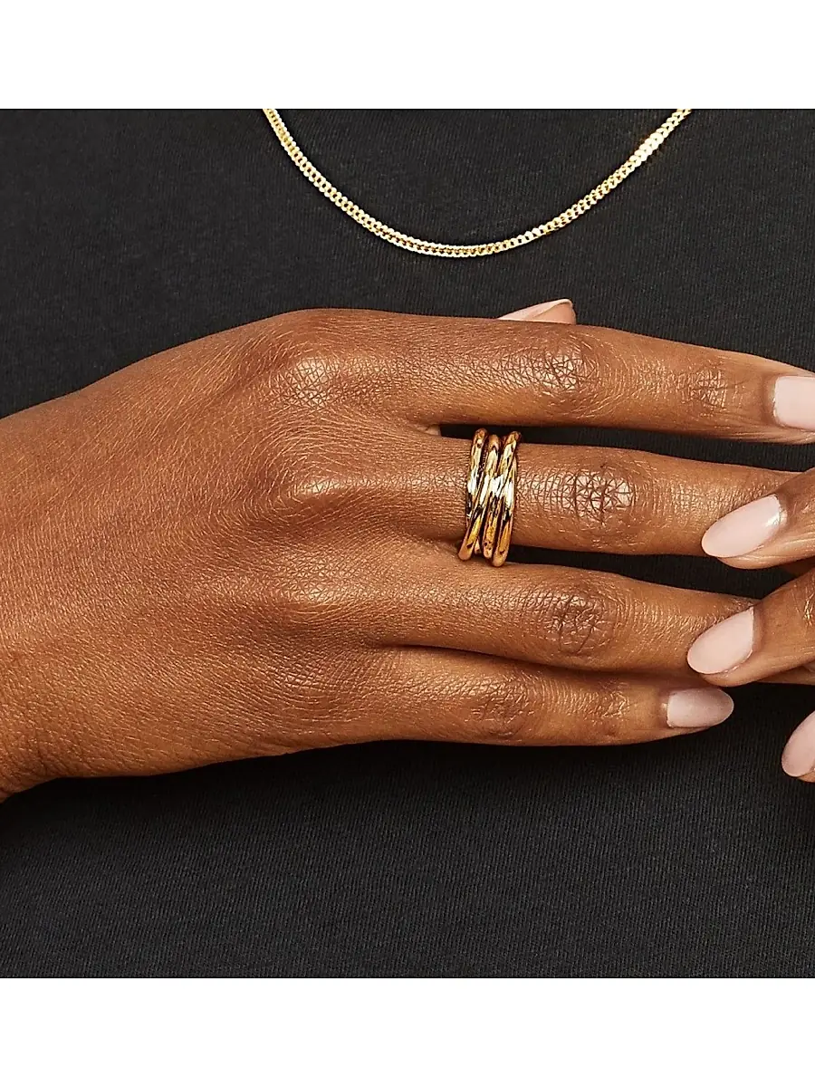 Oradina Women's 14K Yellow Solid Gold Echelon Ring - Yellow Gold | Thumbnail 2