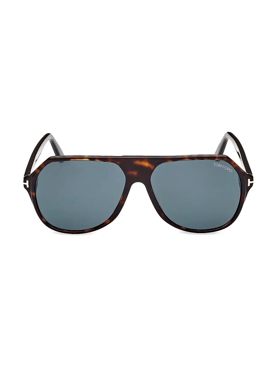 TOM FORD Men's Hayes 55MM Navigator Sunglasses - Havana Blue | Thumbnail 2 TOM FORD Men's Hayes 55MM Navigator Sunglasses - Havana Blue | Thumbnail 2