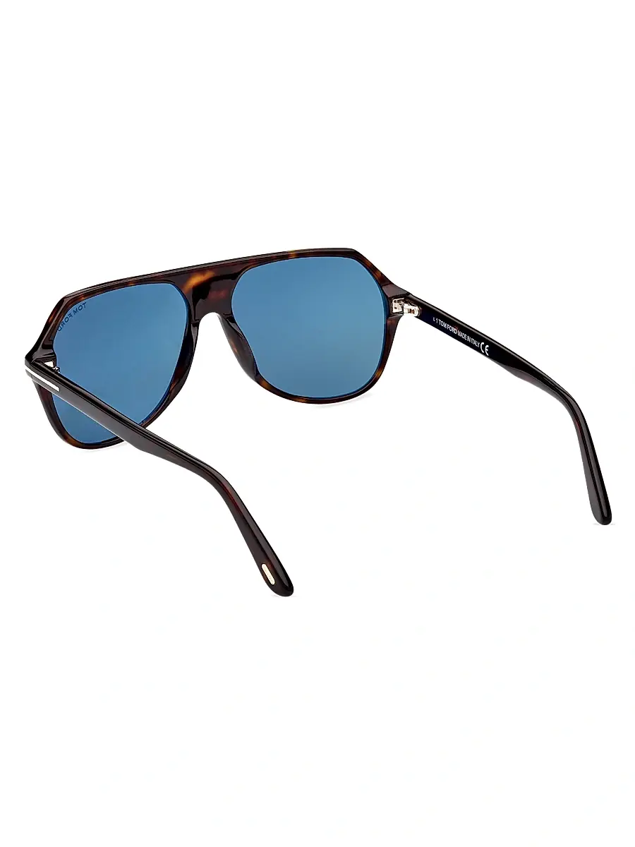 TOM FORD Men's Hayes 55MM Navigator Sunglasses - Havana Blue | Thumbnail 7 TOM FORD Men's Hayes 55MM Navigator Sunglasses - Havana Blue | Thumbnail 7