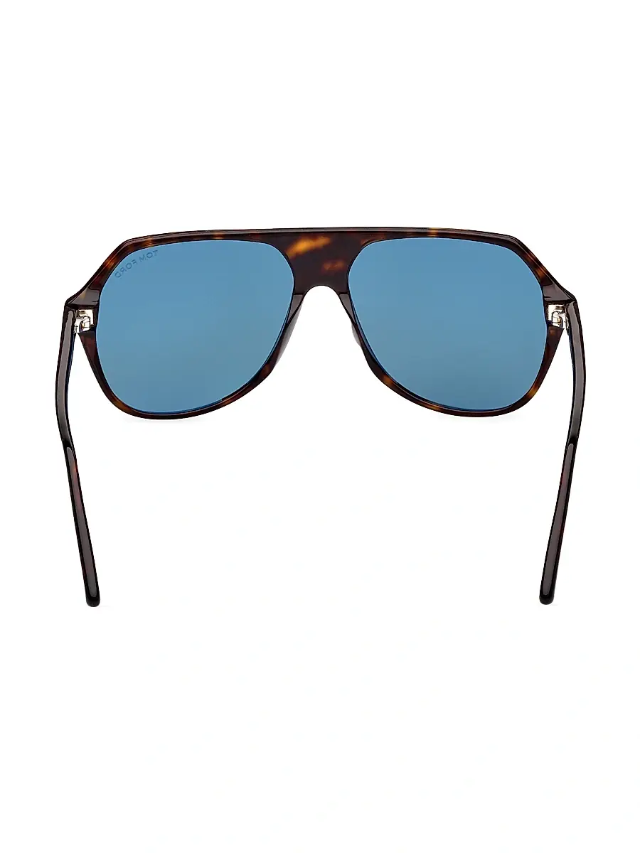 TOM FORD Men's Hayes 55MM Navigator Sunglasses - Havana Blue | Thumbnail 8 TOM FORD Men's Hayes 55MM Navigator Sunglasses - Havana Blue | Thumbnail 8