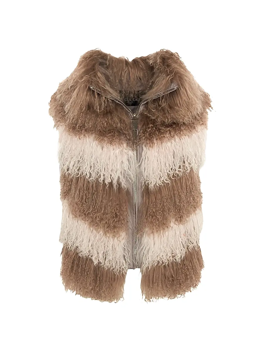 Gorski Women's Mongolian Lamb Vest - Pink - Size XS | Image 1 Gorski Women's Mongolian Lamb Vest - Pink - Size XS | Image 1