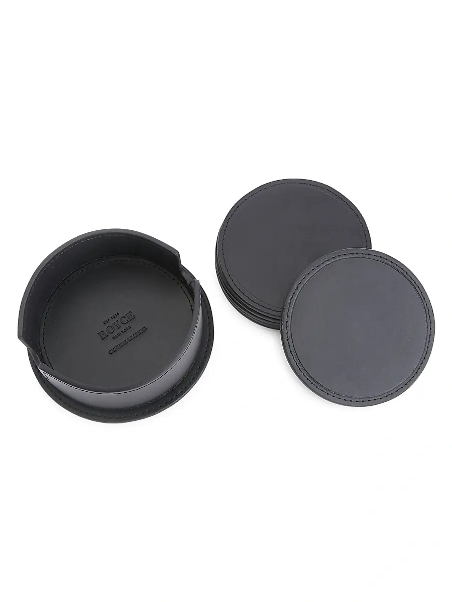 Royce New York 6-Piece Leather Coaster Set | Thumbnail 3 Royce New York 6-Piece Leather Coaster Set | Thumbnail 3