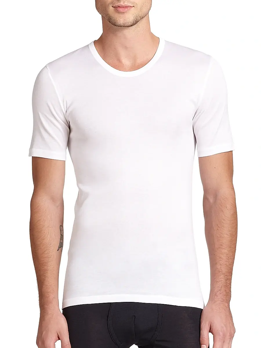 Hanro Cotton Pure Crewneck Tee - White | Thumbnail 3 Hanro Cotton Pure Crewneck Tee - White | Thumbnail 3