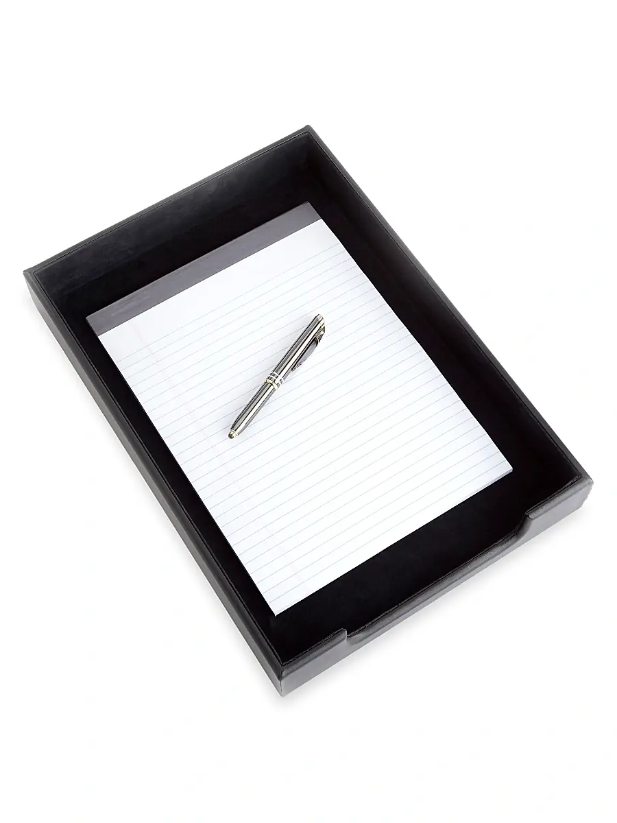 Royce New York Leather Desk Letter Tray Organizer | Thumbnail 2