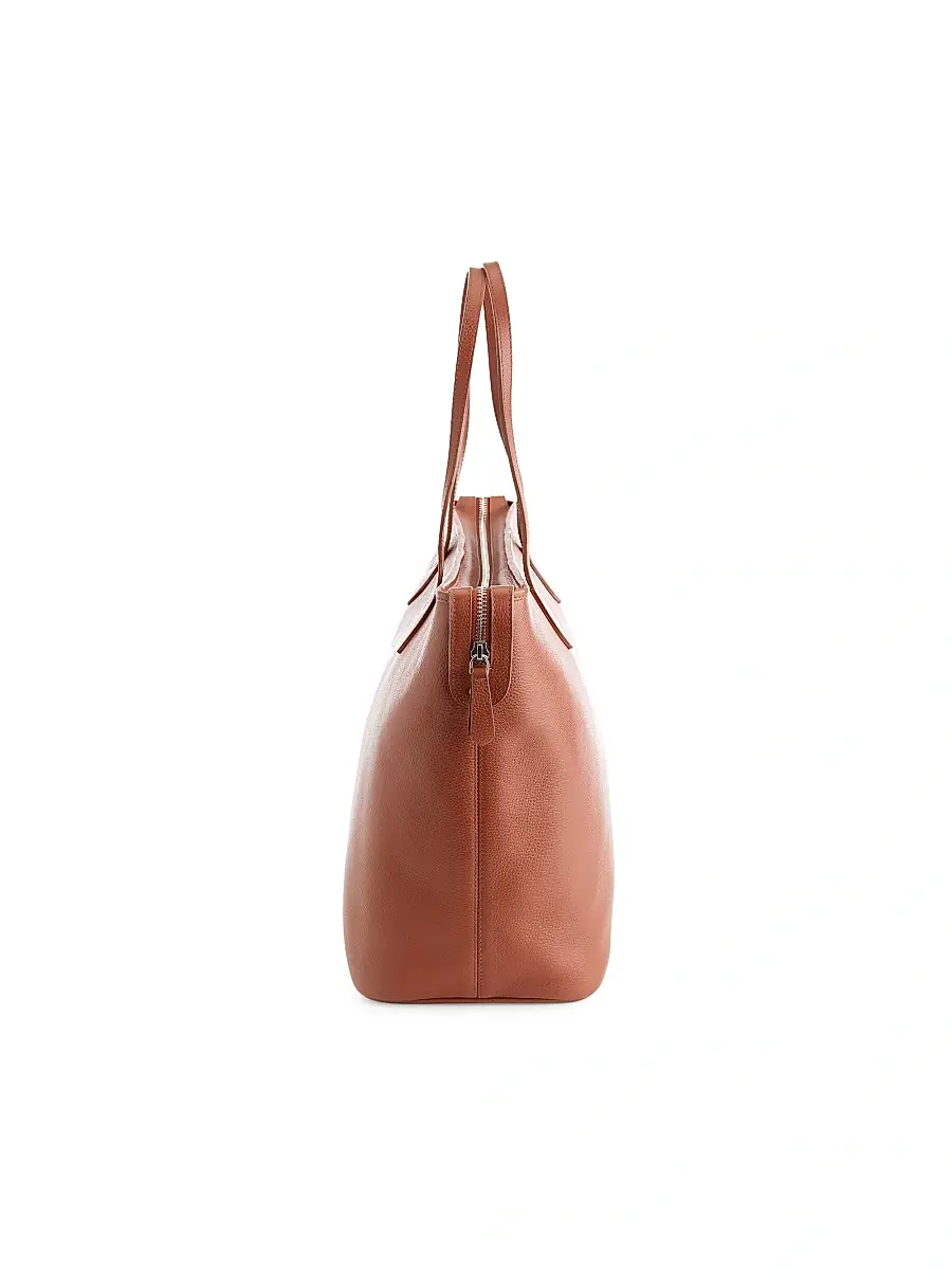 Royce New York Women's Pebble Grain Wide Tote Bag | Thumbnail 3 Royce New York Women's Pebble Grain Wide Tote Bag | Thumbnail 3