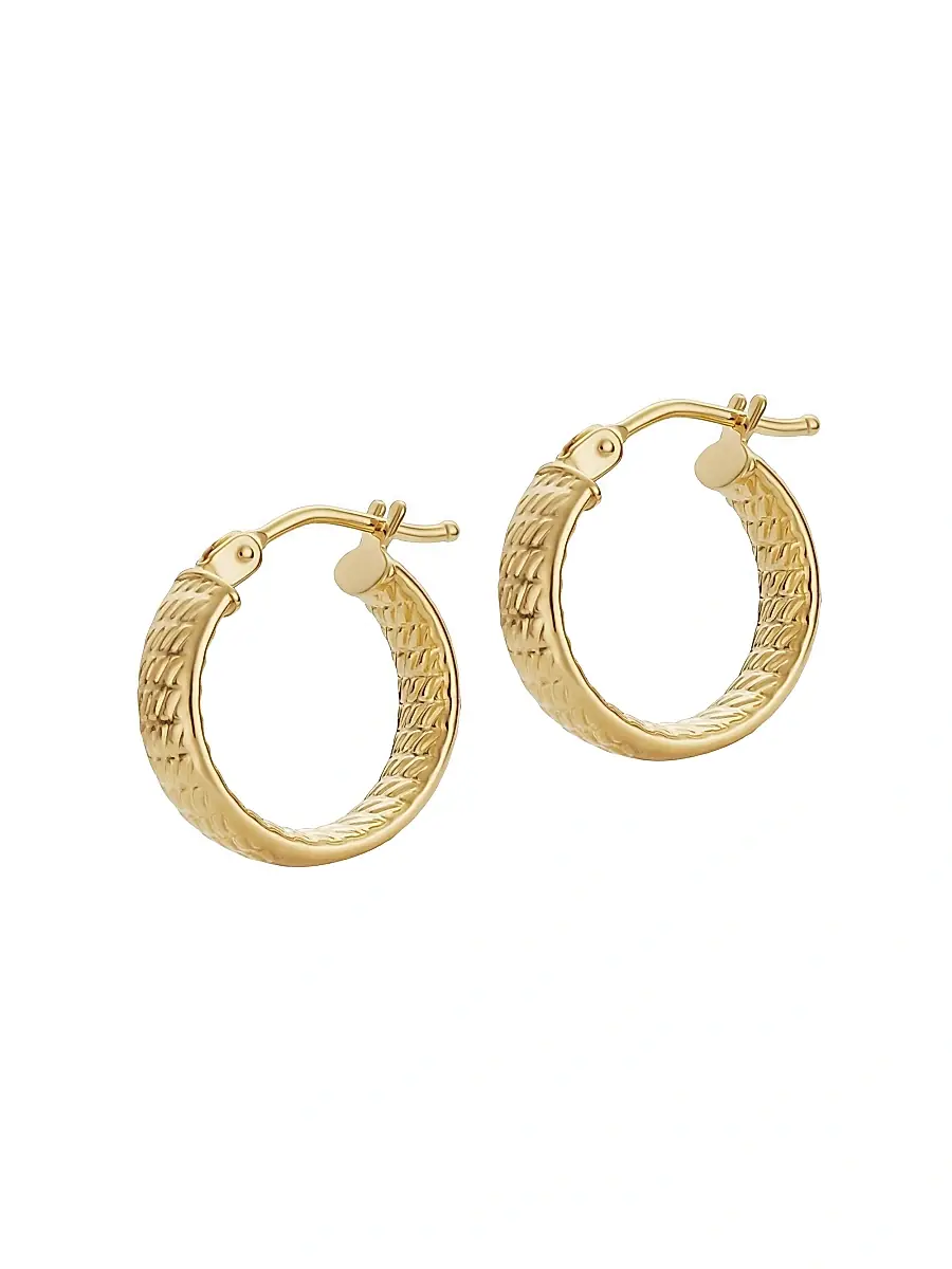 Oradina Women's 14K Yellow Gold Moto Mini Hoops - Yellow Gold | Thumbnail 2 Oradina Women's 14K Yellow Gold Moto Mini Hoops - Yellow Gold | Thumbnail 2