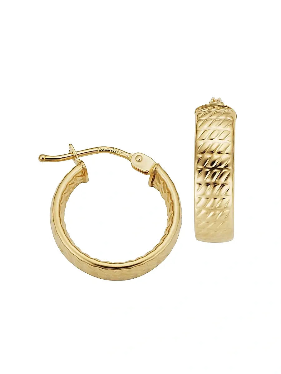 Women's 14K Yellow Gold Moto Mini Hoops - Yellow Gold