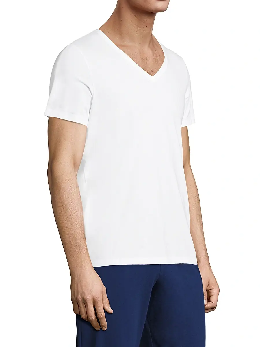 Hanro Men's Cotton Superior Short Sleeve V-Neck Tee | Thumbnail 4