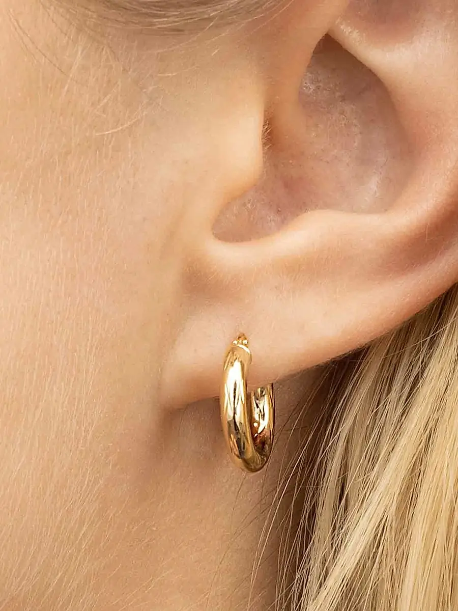 Oradina Women's 14K Yellow Gold Day and Night Mini Hoops - Yellow Gold | Thumbnail 2 Oradina Women's 14K Yellow Gold Day and Night Mini Hoops - Yellow Gold | Thumbnail 2