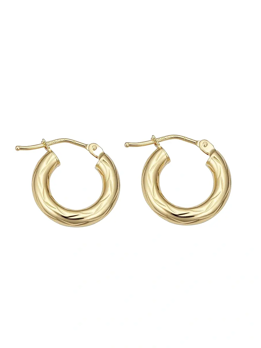 Oradina Women's 14K Yellow Gold Day and Night Mini Hoops - Yellow Gold | Thumbnail 5 Oradina Women's 14K Yellow Gold Day and Night Mini Hoops - Yellow Gold | Thumbnail 5