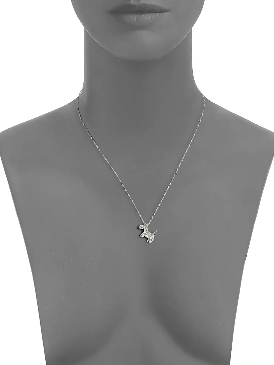Roberto Coin Women's Tiny Treasures 18K White Gold & 0.21 TCW Diamond Scotty Dog Pendant Necklace | Thumbnail 2