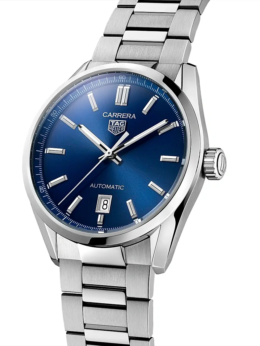 TAG Heuer Women's Carrera Stainless Steel & Blue Dial Automatic 39MM Bracelet Watch - Silver | Image 1 TAG Heuer Women's Carrera Stainless Steel & Blue Dial Automatic 39MM Bracelet Watch - Silver | Image 1