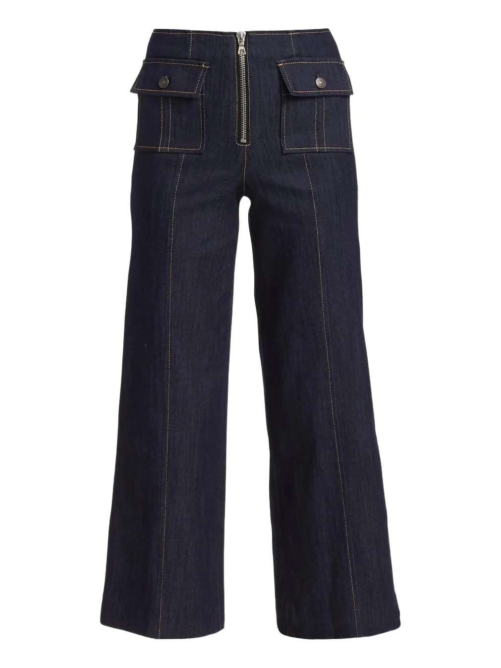 Women's Azure Front High-Rise Wide-Leg Crop Pants Women's Azure Front High-Rise Wide-Leg Crop Pants