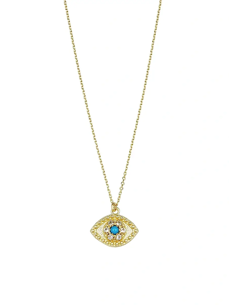 Oradina Women's 14K Yellow Gold, Turquoise Evil Eye Pendant - Yellow Gold | Image 1 Oradina Women's 14K Yellow Gold, Turquoise Evil Eye Pendant - Yellow Gold | Image 1