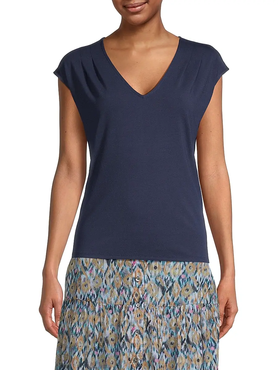 NIC+ZOE Women's Polished Jersey V-Neck Top - Classic Cream | Thumbnail 3