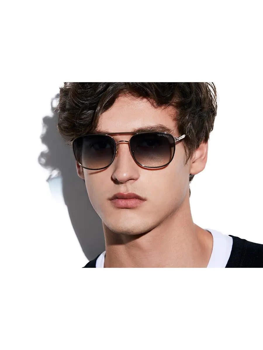 TOM FORD Men's Jake 56MM Navigator Sunglasses - Shiny Rose | Thumbnail 5 TOM FORD Men's Jake 56MM Navigator Sunglasses - Shiny Rose | Thumbnail 5