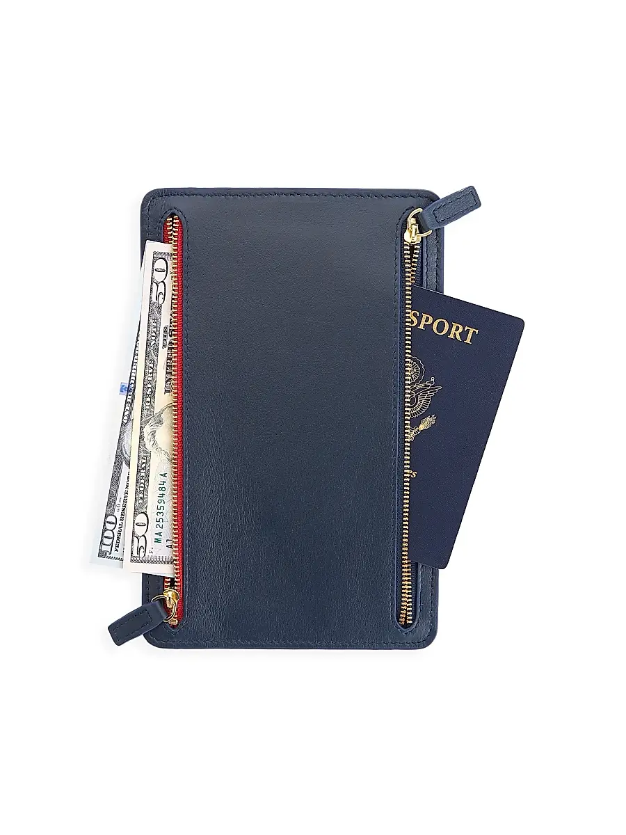 Royce New York Women's RFID-Blocking 4-Zip Leather Travel Organizer | Thumbnail 4