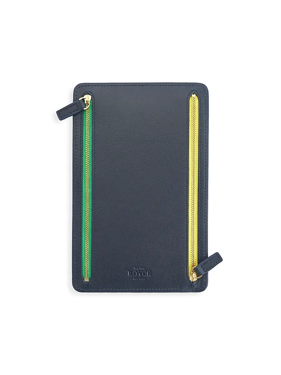 Royce New York Women's RFID-Blocking 4-Zip Leather Travel Organizer
