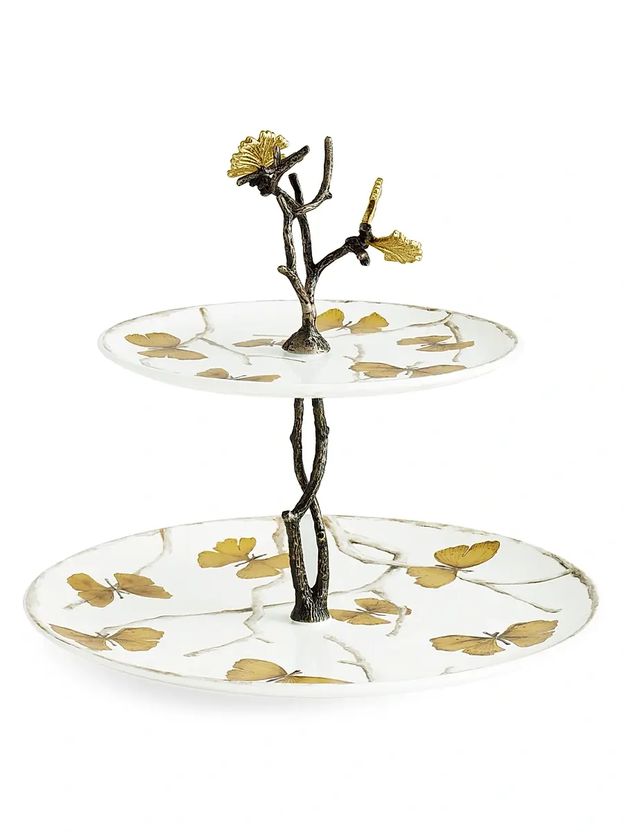 Michael Aram Butterfly Ginkgo 2-Tier Porcelain Etagere | Thumbnail 2 Michael Aram Butterfly Ginkgo 2-Tier Porcelain Etagere | Thumbnail 2