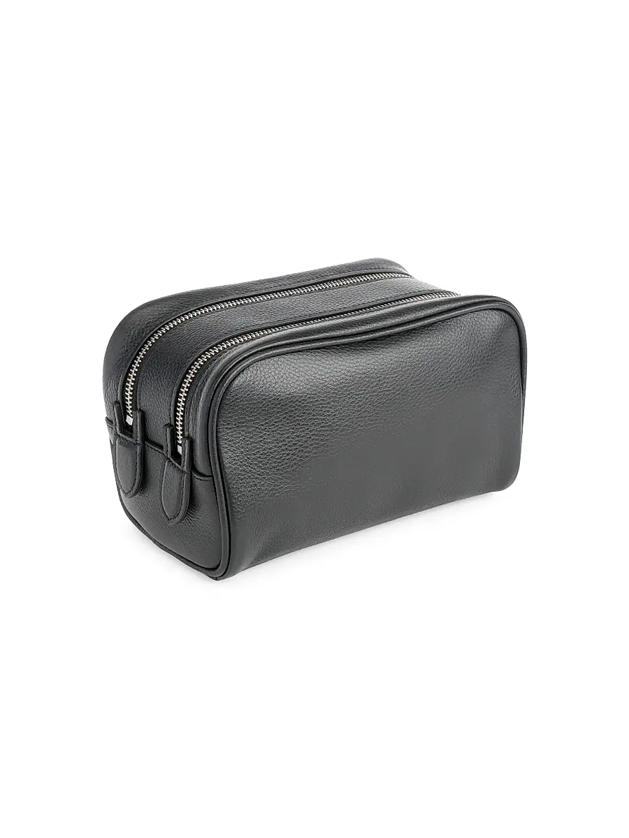 Royce New York Women's Double Zip Leather Toiletry Bag | Thumbnail 4