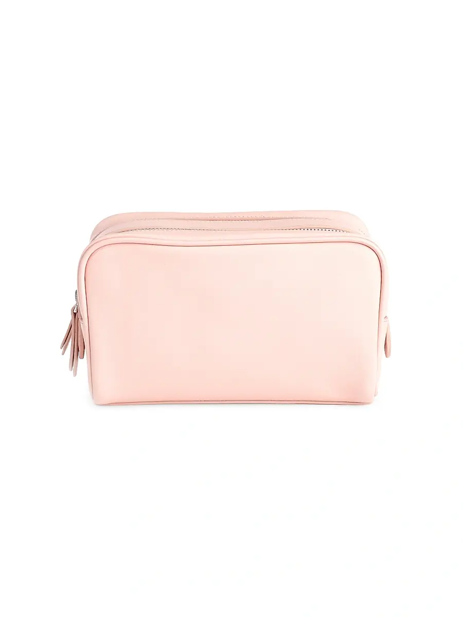 Royce New York Women's Double Zip Leather Toiletry Bag | Thumbnail 5