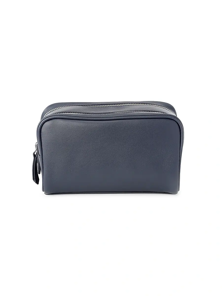 Royce New York Women's Double Zip Leather Toiletry Bag | Thumbnail 6