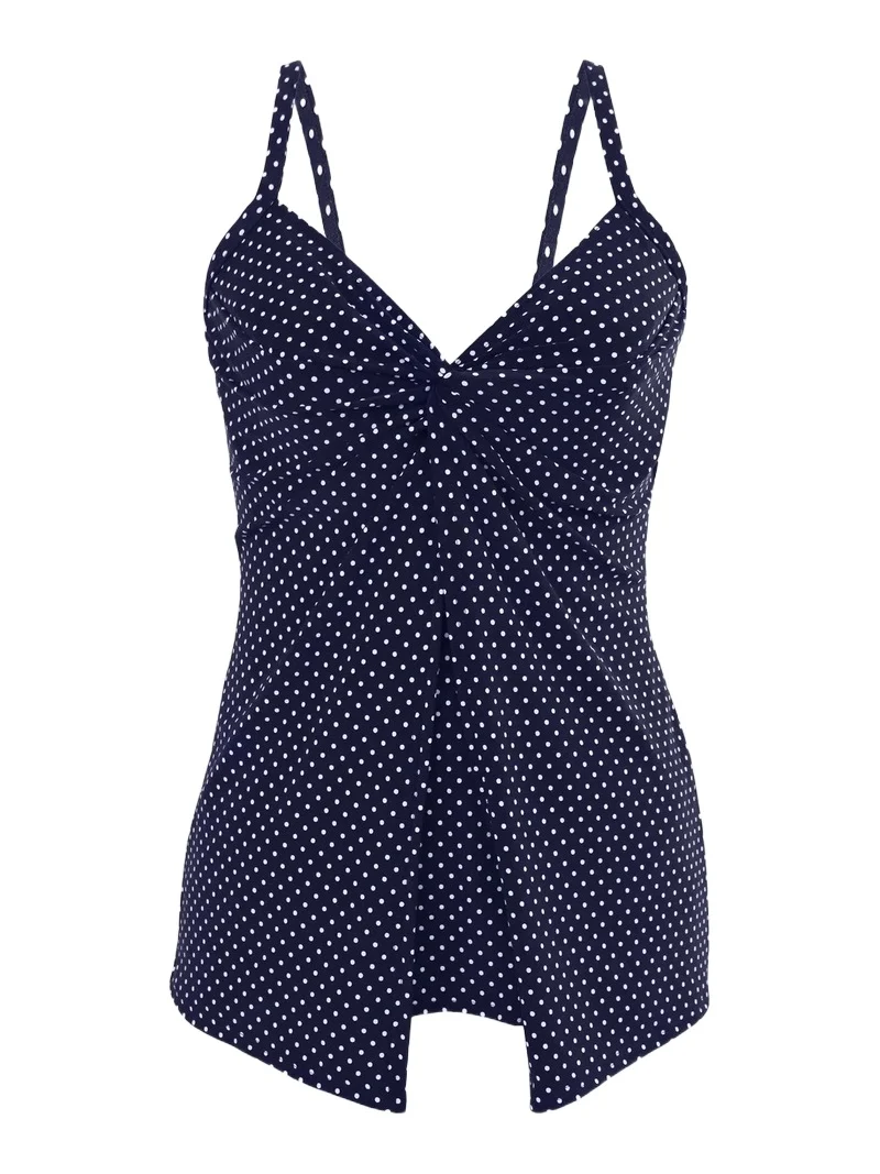 Women's Pin Point Love Knot Polka Dot Tankini Top Women's Pin Point Love Knot Polka Dot Tankini Top