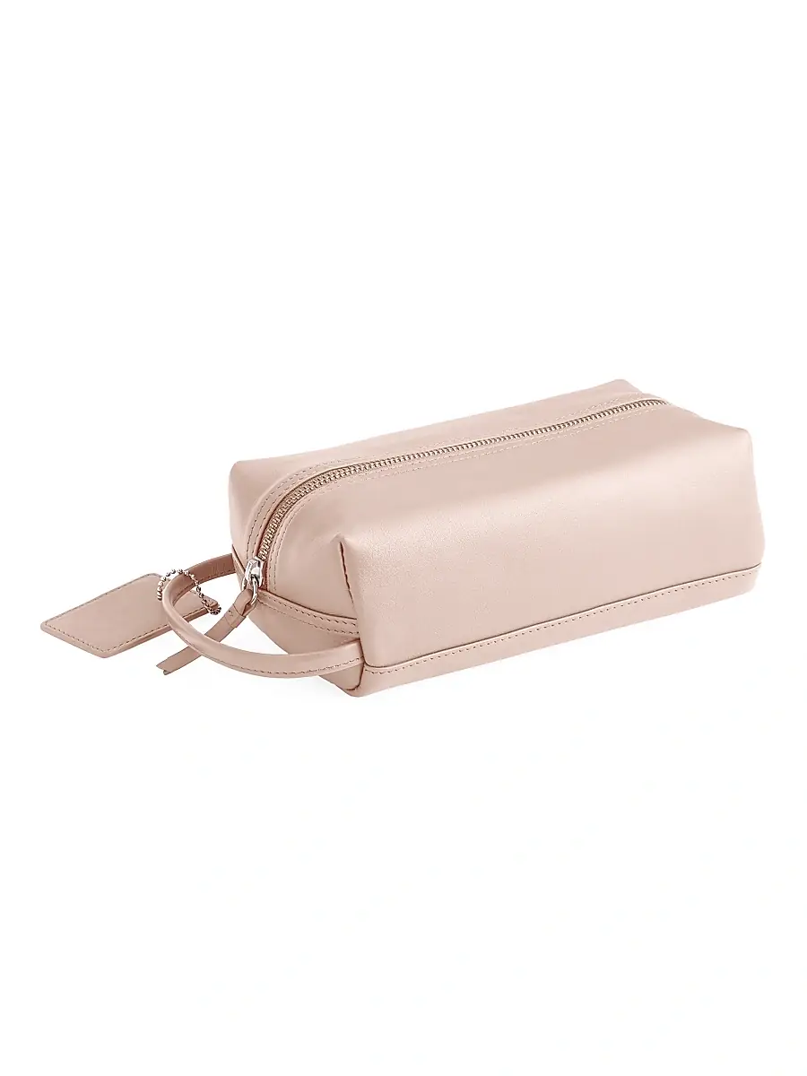 ROYCE New York Women's Compact Leather Toiletry Bag - Light Pink | Image 1 ROYCE New York Women's Compact Leather Toiletry Bag - Light Pink | Image 1
