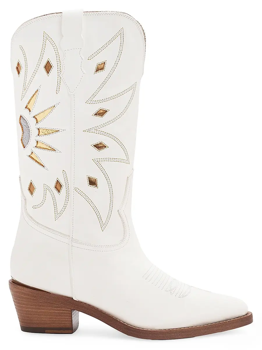 Partlow Women's Abigail 55MM Leather Boots - Bianco - Size 5 | Image 1 Partlow Women's Abigail 55MM Leather Boots - Bianco - Size 5 | Image 1