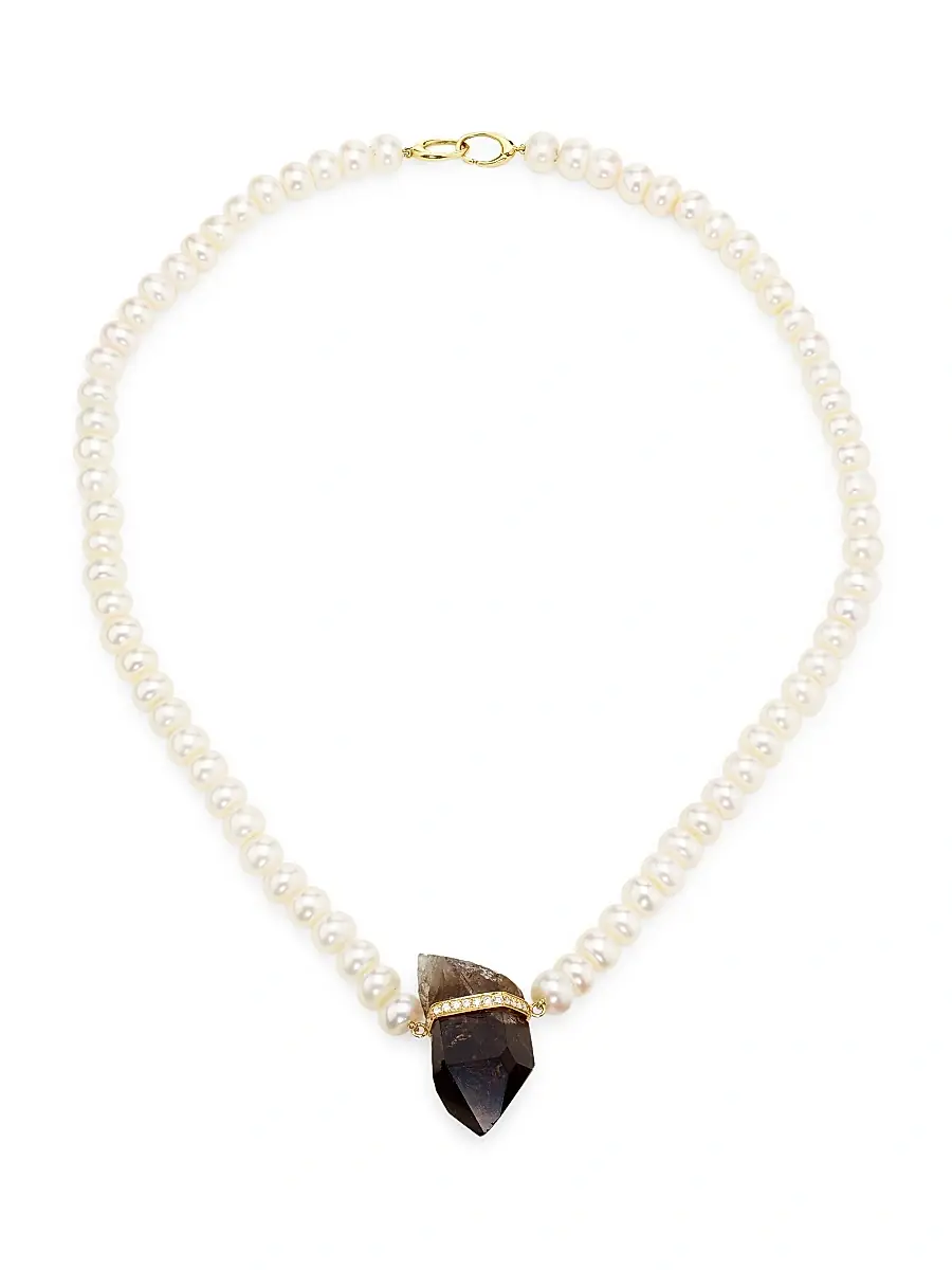 Women's Ocean 14K Yellow Gold & Multi-Gemstone Pendant Necklace - Pearl Women's Ocean 14K Yellow Gold & Multi-Gemstone Pendant Necklace - Pearl