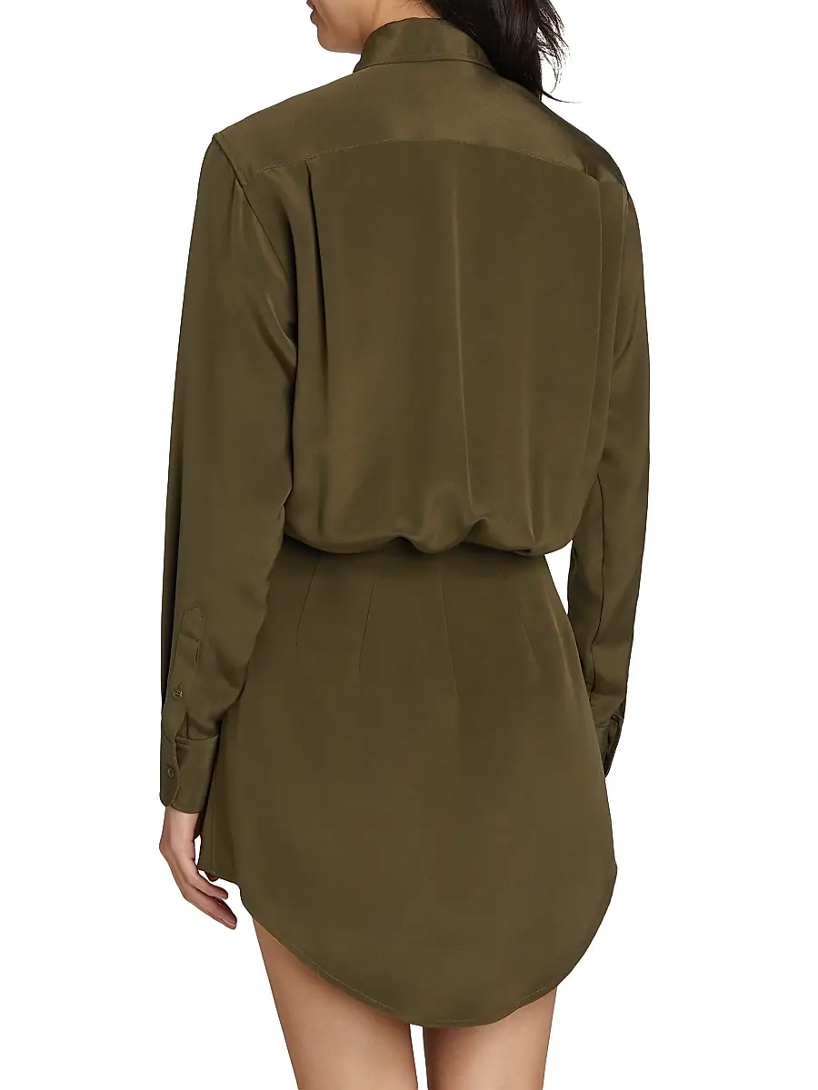 Brandon Maxwell Women's The Vera Silk Shirtdress - Olive Green | Thumbnail 5 Brandon Maxwell Women's The Vera Silk Shirtdress - Olive Green | Thumbnail 5
