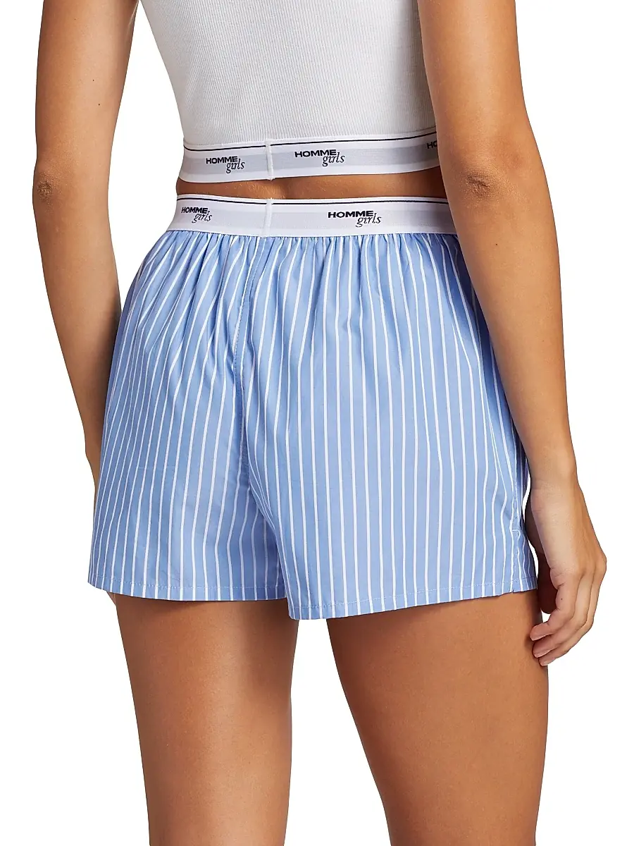 Hommegirls Women's Classic Stripe Boxer Shorts - Blue White Stripe | Thumbnail 4 Hommegirls Women's Classic Stripe Boxer Shorts - Blue White Stripe | Thumbnail 4