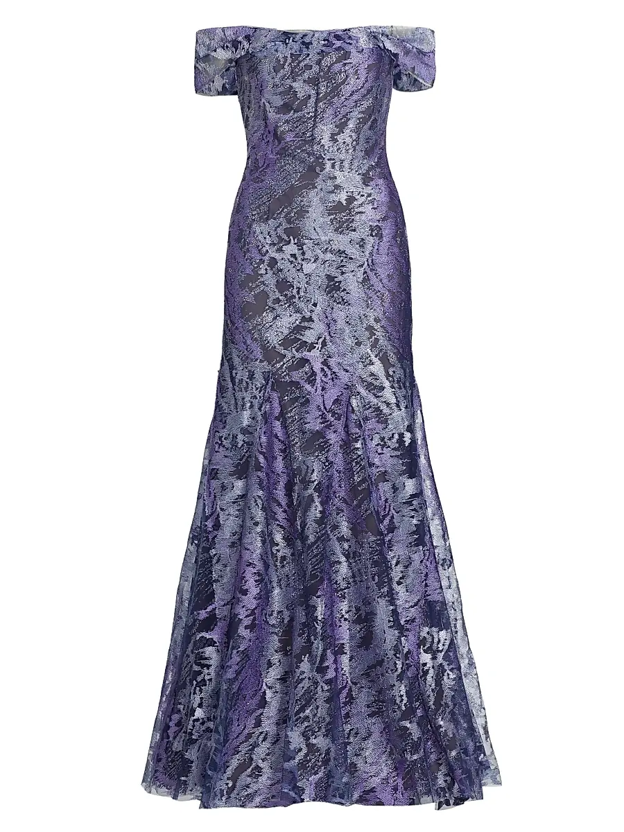 Rene Ruiz Collection Women's Metallic Off-The-Shoulder Mermaid Gown | Image 1 Rene Ruiz Collection Women's Metallic Off-The-Shoulder Mermaid Gown | Image 1