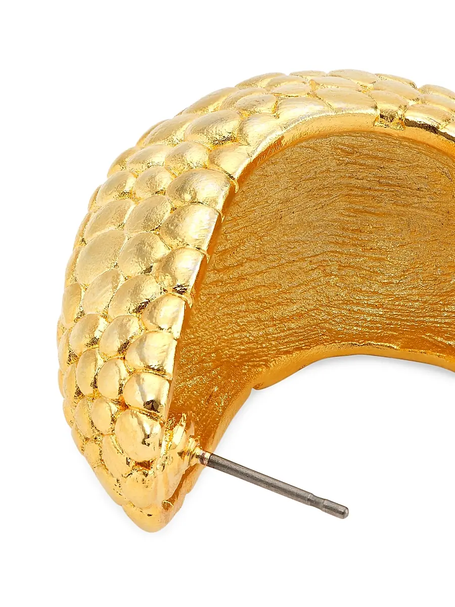 KENNETH JAY LANE Women's Scaly Textured 22K Gold-Plated Hoop Earrings | Thumbnail 3 KENNETH JAY LANE Women's Scaly Textured 22K Gold-Plated Hoop Earrings | Thumbnail 3