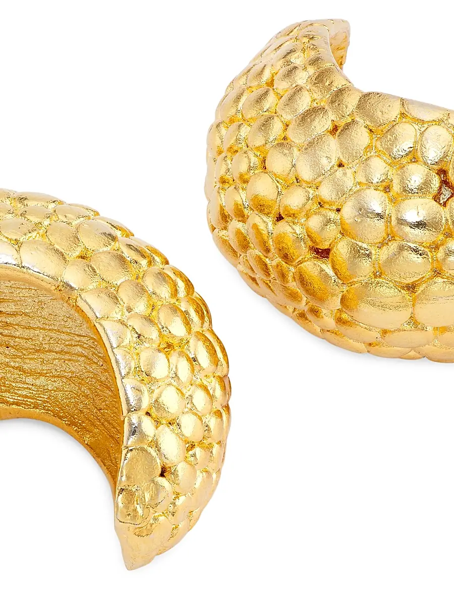 KENNETH JAY LANE Women's Scaly Textured 22K Gold-Plated Hoop Earrings | Thumbnail 4 KENNETH JAY LANE Women's Scaly Textured 22K Gold-Plated Hoop Earrings | Thumbnail 4