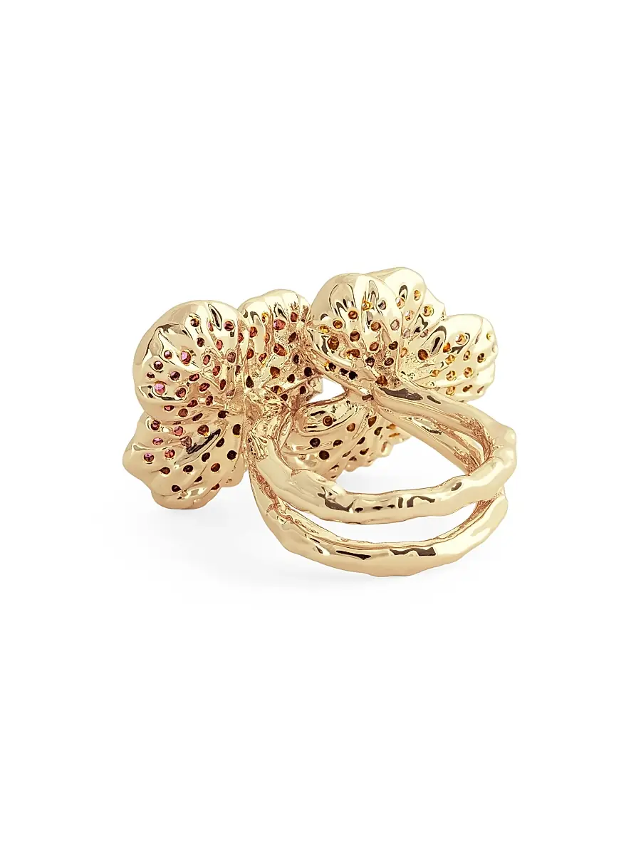 Anabel Aram Women's Double Orchid 18K Gold-Plated & Cubic Zirconia Ring - Fuchsia | Thumbnail 2 Anabel Aram Women's Double Orchid 18K Gold-Plated & Cubic Zirconia Ring - Fuchsia | Thumbnail 2
