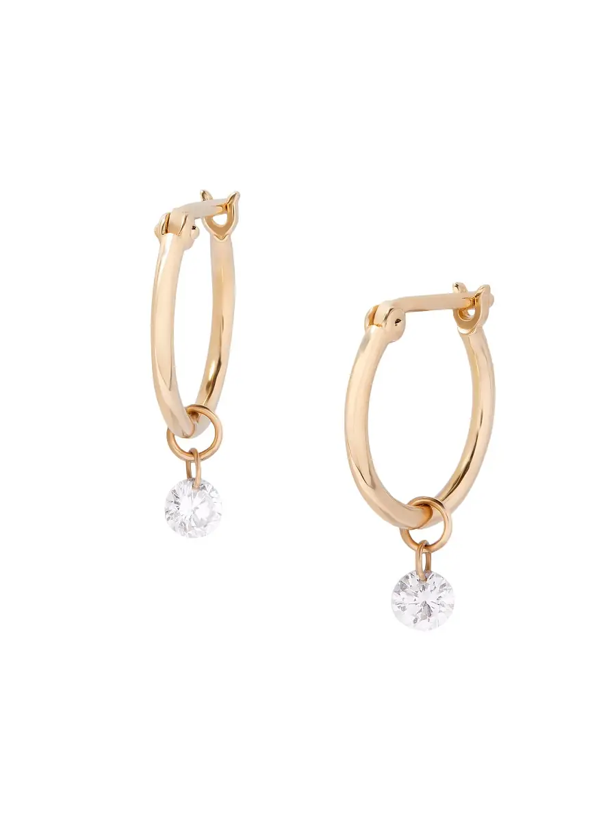 brook & york Women's Layla 14K Yellow Gold & 0.14 TCW Lab-Grown Diamond Hoop Earrings - Gold | Thumbnail 3 brook & york Women's Layla 14K Yellow Gold & 0.14 TCW Lab-Grown Diamond Hoop Earrings - Gold | Thumbnail 3