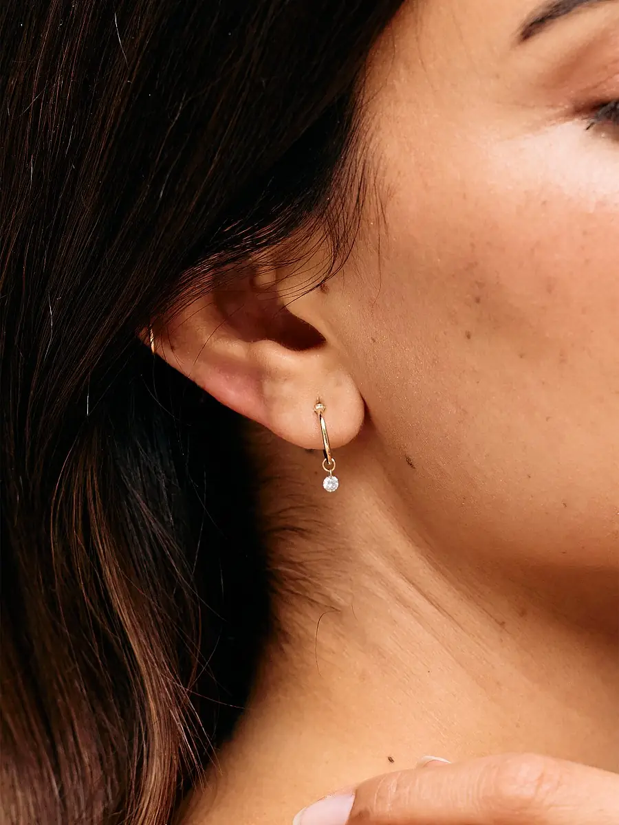 brook & york Women's Layla 14K Yellow Gold & 0.14 TCW Lab-Grown Diamond Hoop Earrings - Gold | Image 1 brook & york Women's Layla 14K Yellow Gold & 0.14 TCW Lab-Grown Diamond Hoop Earrings - Gold | Image 1