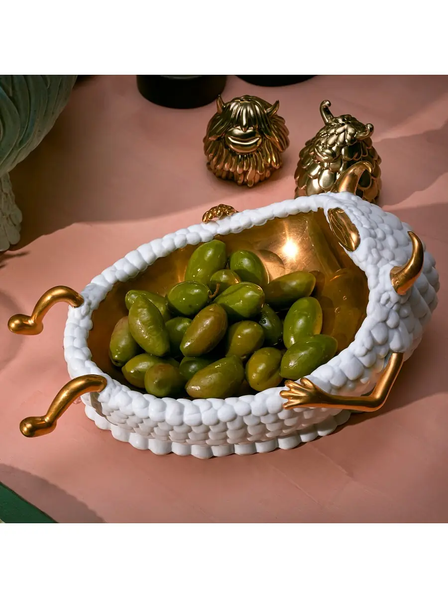L'Objet Haas Lazy Susan 24K Gold & Porcelain Catchall Tray