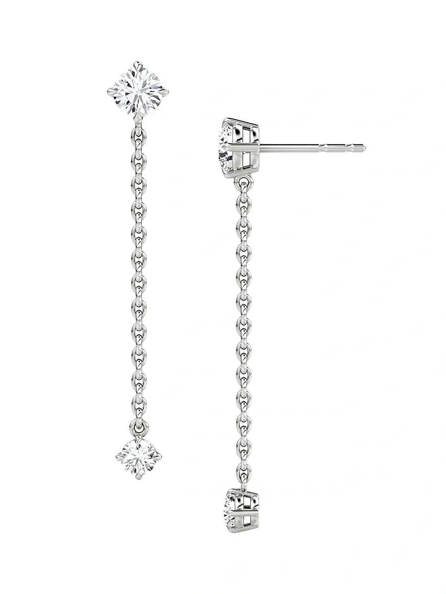 VRAI Women's 14K White Gold & 0.70 TCW Lab-Grown Diamond Drop Earrings - White Gold | Thumbnail 2 VRAI Women's 14K White Gold & 0.70 TCW Lab-Grown Diamond Drop Earrings - White Gold | Thumbnail 2