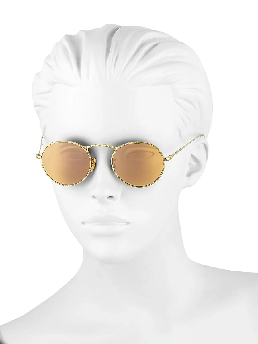 Oliver Peoples Men's 49MM Phantos Round Sunglasses - Lite Brown | Thumbnail 4 Oliver Peoples Men's 49MM Phantos Round Sunglasses - Lite Brown | Thumbnail 4