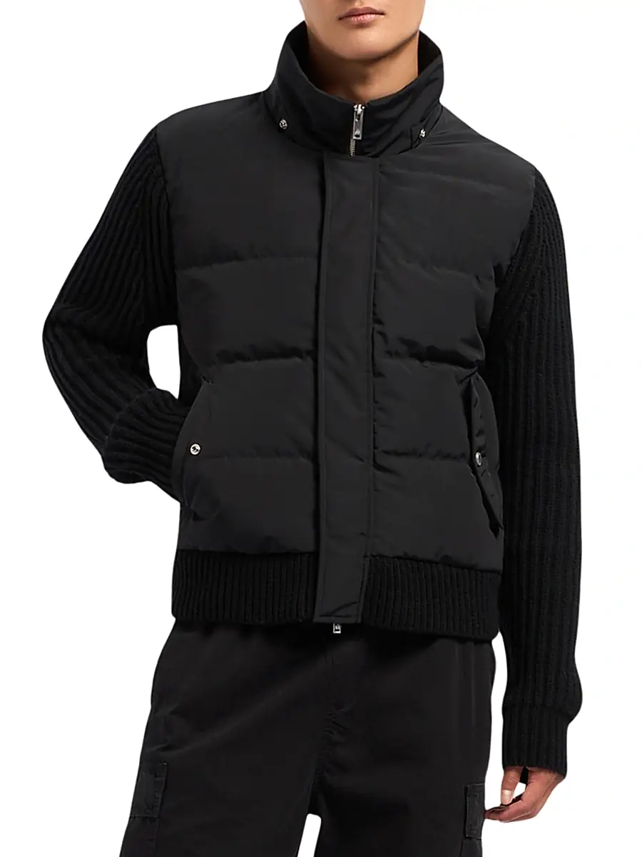 Moose Knuckles Men's Maple Hybrid Mixed-Media Bomber Jacket | Thumbnail 4 Moose Knuckles Men's Maple Hybrid Mixed-Media Bomber Jacket | Thumbnail 4
