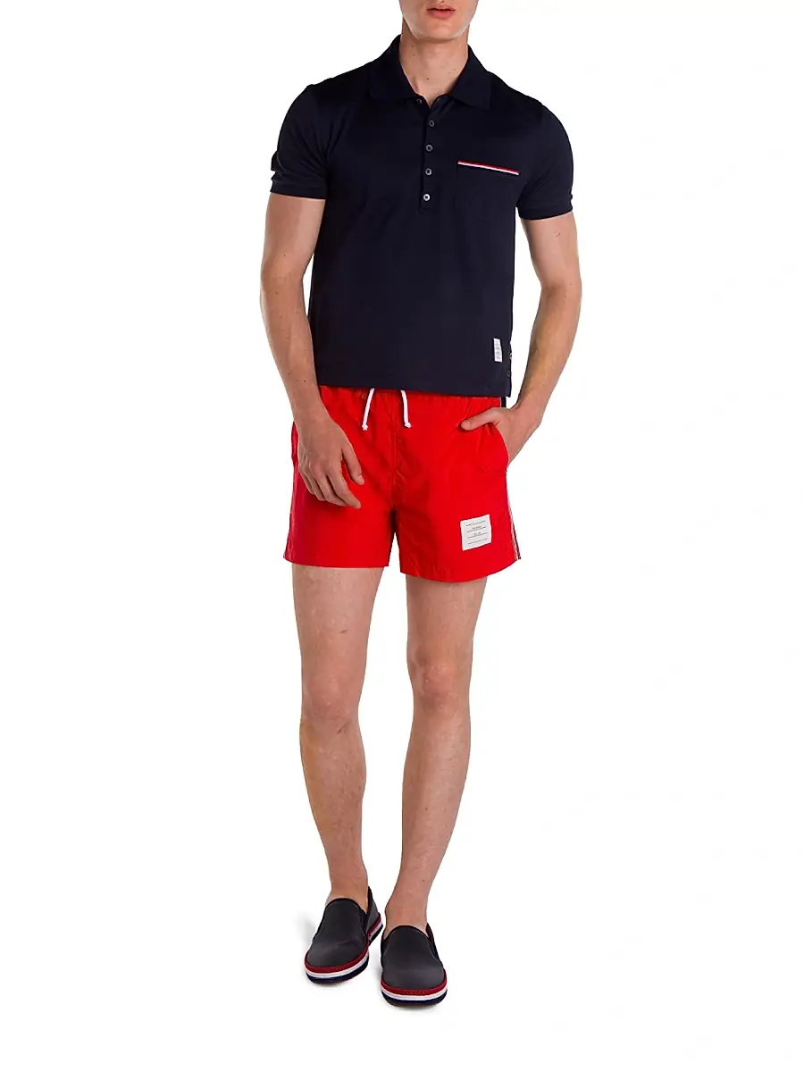 Thom Browne Men's Solid Cotton Pique Polo | Thumbnail 2 Thom Browne Men's Solid Cotton Pique Polo | Thumbnail 2