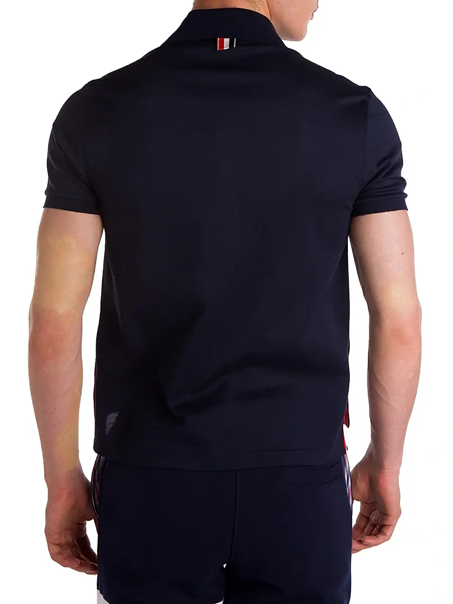 Thom Browne Men's Solid Cotton Pique Polo | Thumbnail 3 Thom Browne Men's Solid Cotton Pique Polo | Thumbnail 3