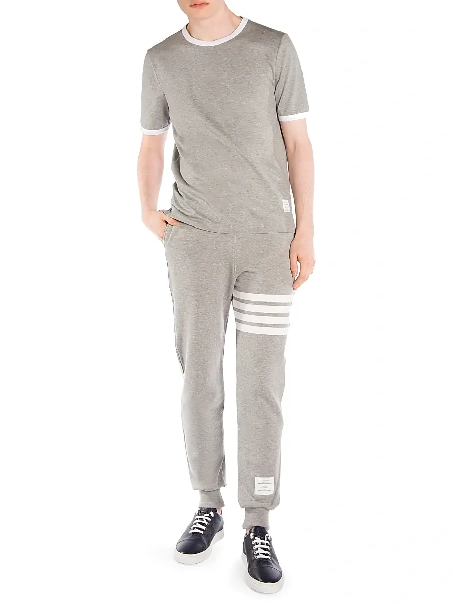 Thom Browne Men's Stripe Cotton Joggers | Thumbnail 2 Thom Browne Men's Stripe Cotton Joggers | Thumbnail 2